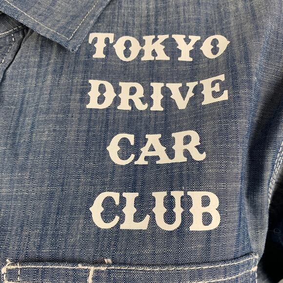 TOKYO DRIVE CAR CLUB Size S Blue Polyester Cotton Logo Short Sleeve Casual Top - Picture 2 of 6